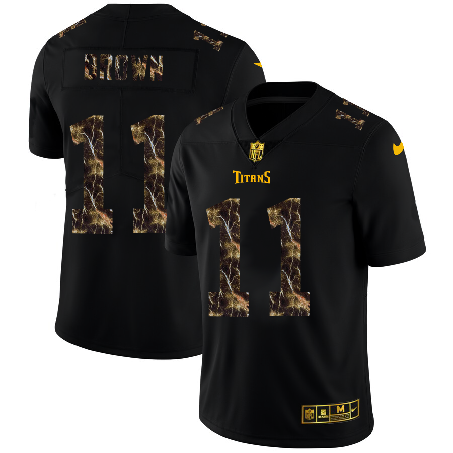 2020 Tennessee Titans #11 A.J. Brown Men Black Nike Flocked Lightning Vapor Limited NFL Jersey->minnesota vikings->NFL Jersey